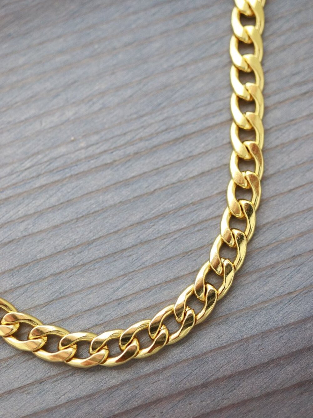 6mm 18inches Curb Cuban Chain Necklace 18k Gold Plated Stainless Steel
